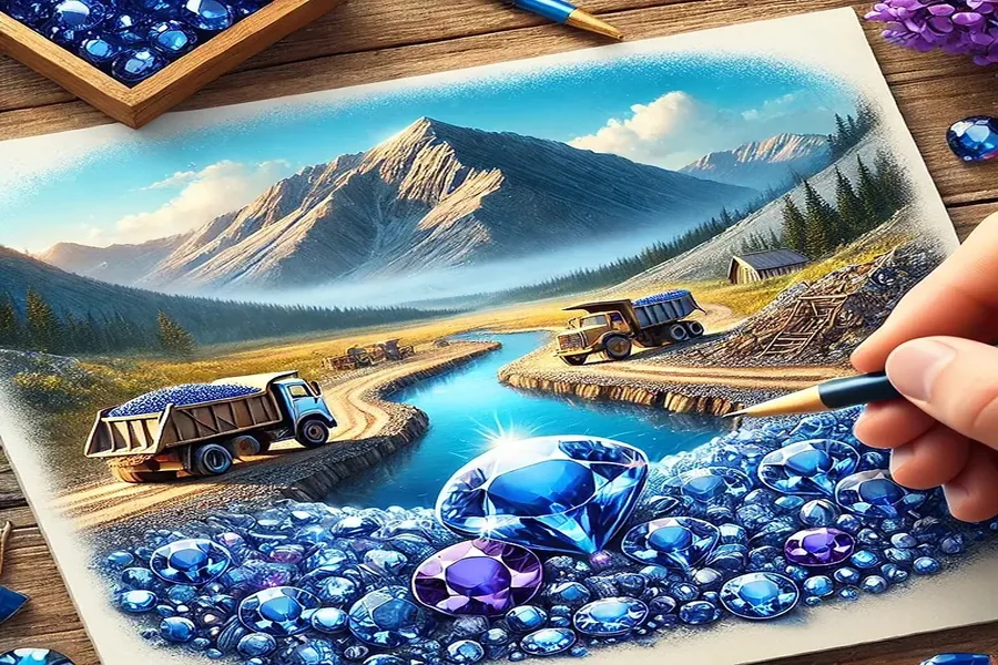 Blue Diamond Gemstone Panning