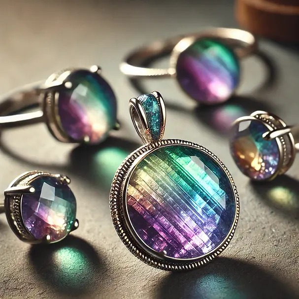 Rainbow Fluorite in Jewelry